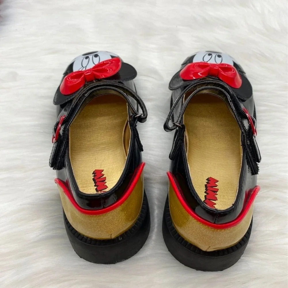Vintage Disney Shoes Girls Sz 2-3 Minne Mouse Mary Jane Black Bow Buckle